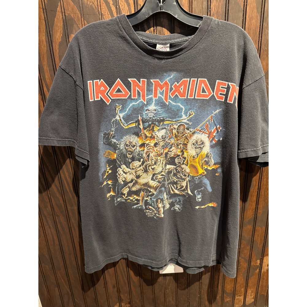 Vintage Iron Maiden Eddie Collage‎ Graphic T-Shirt Faded Black Mens XL 22x26
